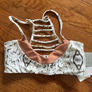 Stylish Tan and Cream Bikini Top